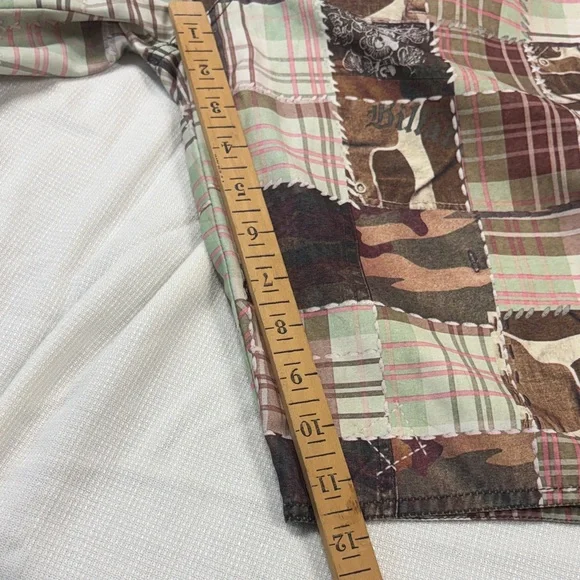 Billabong Patchwork Plaid Cargo Shorts - Brown, Green, Tan - Picture 4 of 5